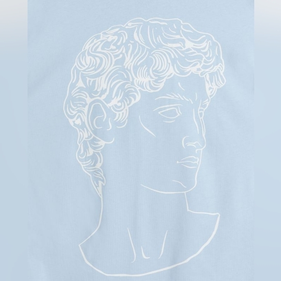 H&M Renaissance Aesthetic Statue Michelangelo | Baby Blue & White| T-Shirt - Picture 2 of 9
